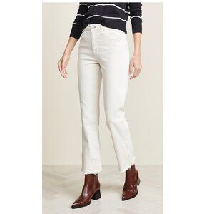 AMO Bella High Rise Boot Cut Jeans in Ivory, Size 27
